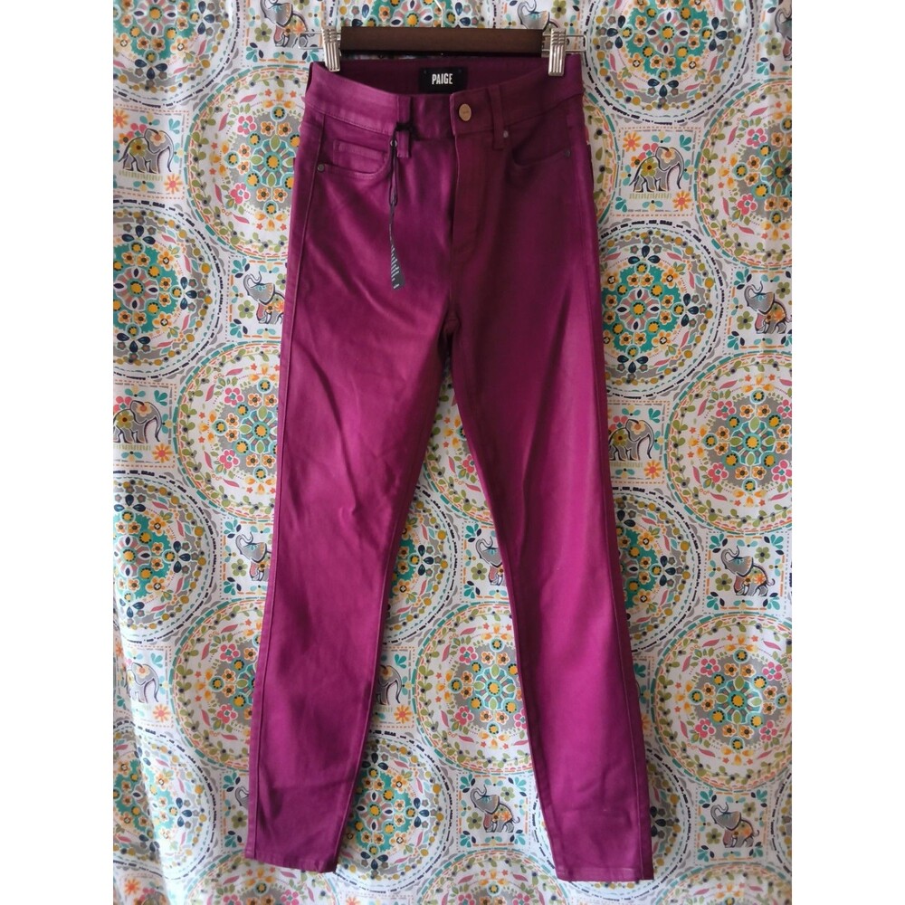 PAIGE Coated Collection Hoxton Ankle Slim Straight Pants Women's Size 26 Sm NWT
